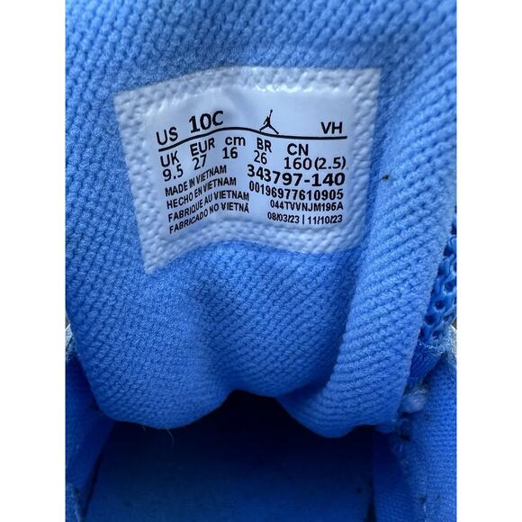 Nike TD Size US 10C Air Jordan True Flight White/Blue 343797-140 - Picture 10 of 12